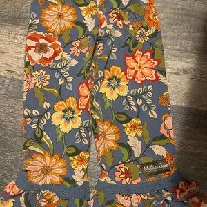 Matilda Jane Clothing Girl's Floral Garden Big Ruffle Pants Blue Size 8